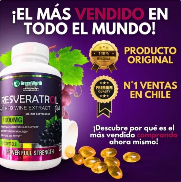 Resveratrol® ORIGINAL (Cápsulas Para 1 Mes) ¡Siéntete Con Más Energía Y Fuerza En El Día! + Envío Gratis