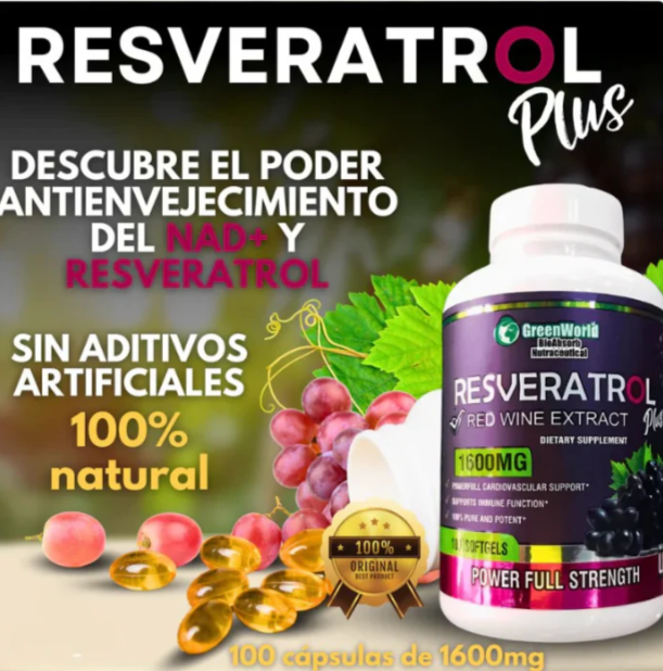 Resveratrol® ORIGINAL (Cápsulas Para 1 Mes) ¡Siéntete Con Más Energía Y Fuerza En El Día! + Envío Gratis